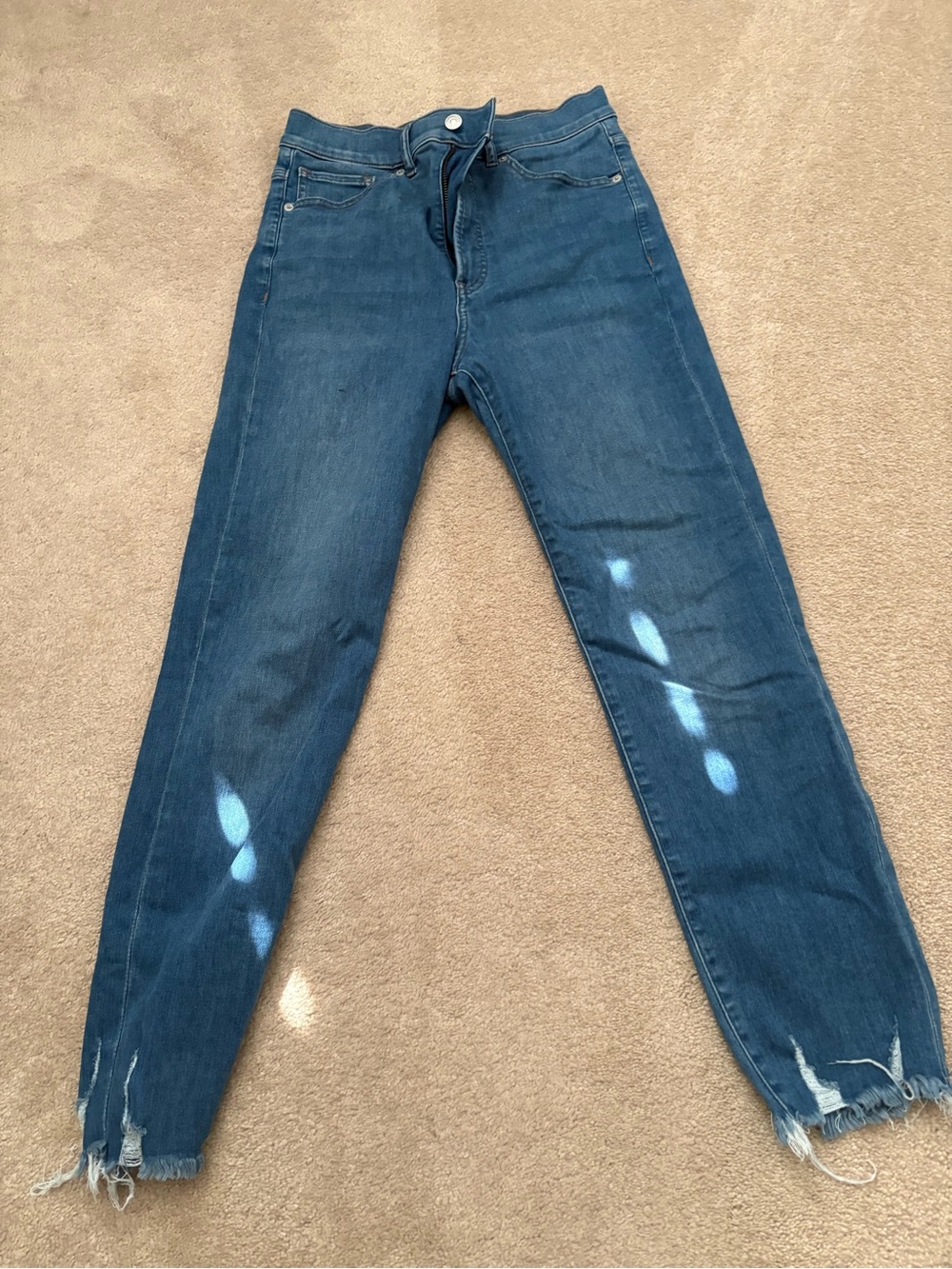 Express Dark Blue High-Rise Cropped Jeans